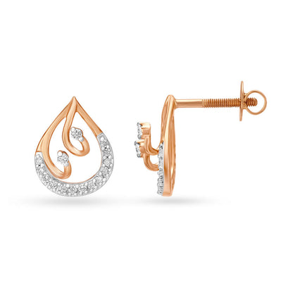 Majestic Teardrop Shaped Pendant and Earrings Set in 18K Rose Gold, 0.304 ct