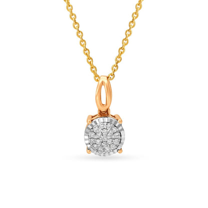Dainty Diamond White and Rose Gold Pendant in 18K White and Rose, 0.07 ct