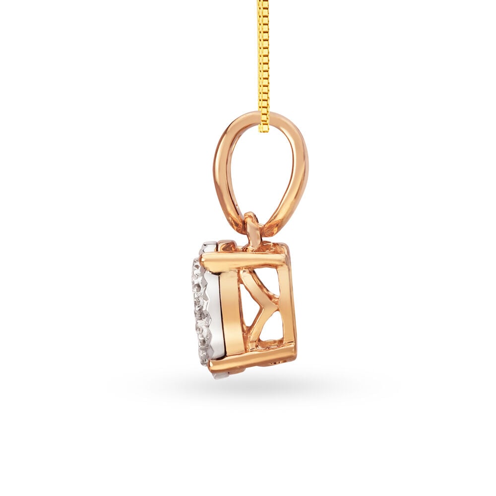 Dainty Diamond White and Rose Gold Pendant in 18K White and Rose, 0.07 ct