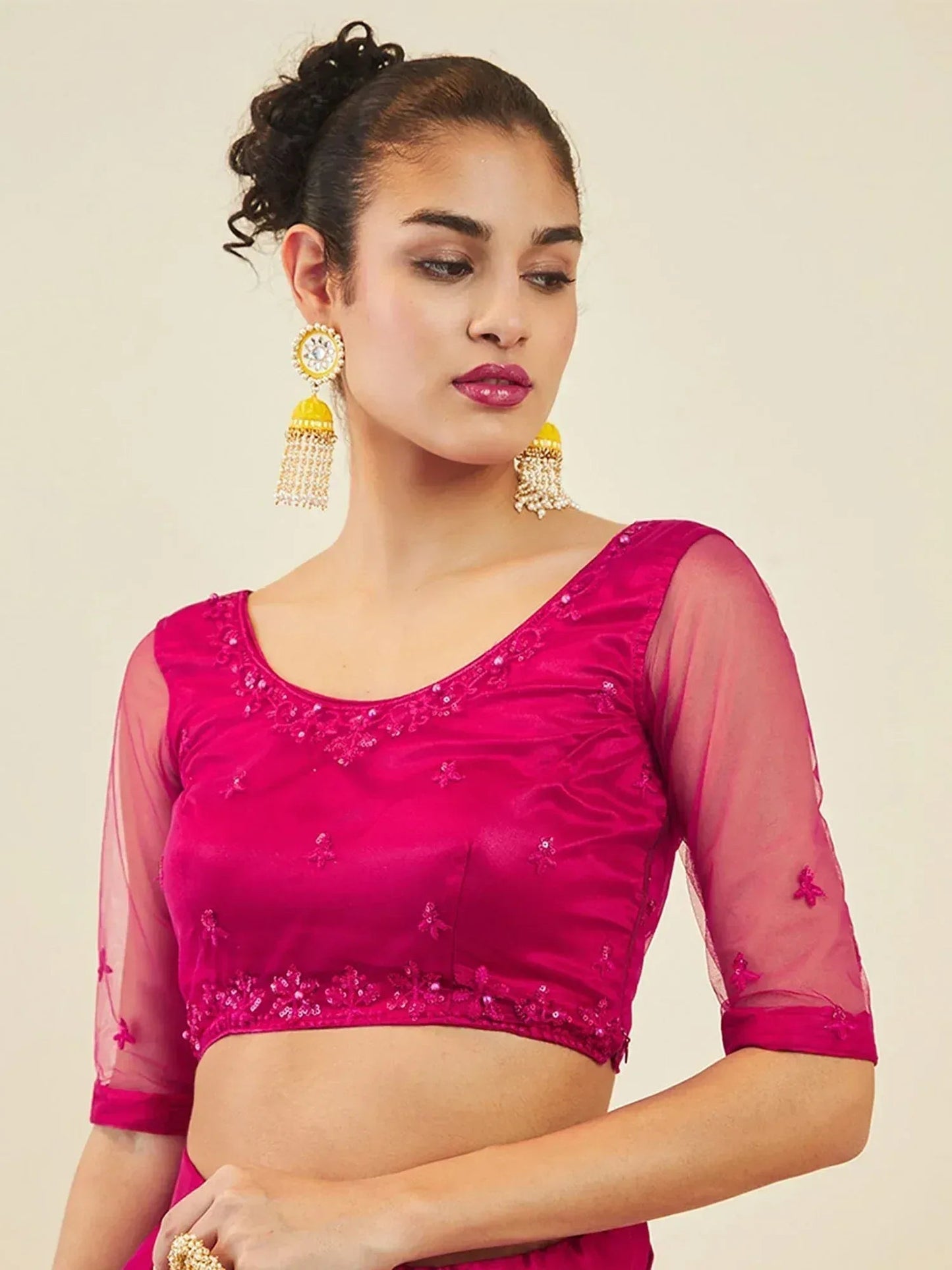 Tulsi Art Gorgeous Pink Sequins Net Party Wear Lehenga Choli With Dupatta