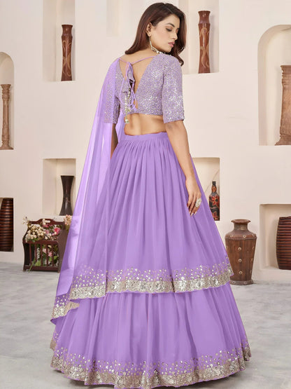 Tulsi Art Precious Lavender Sequins Georgette Wedding Wear Lehenga Choli