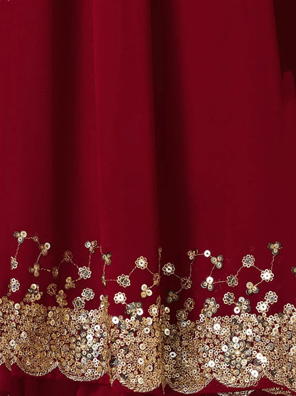 Tulsi Art Wonderful Maroon Sequins Georgette Party Wear Lehenga Choli