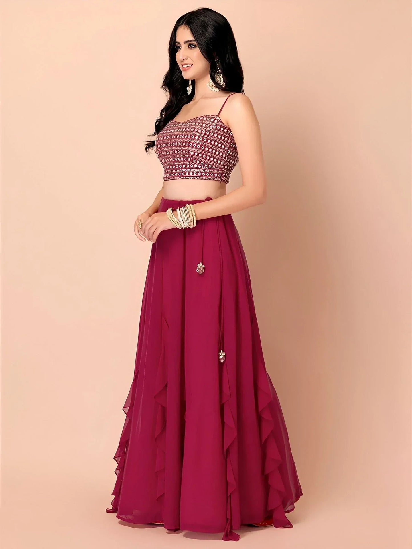 Tulsi Art Gorgeous Pink Georgette Reception Wear Lehenga Choli With Dupatta
