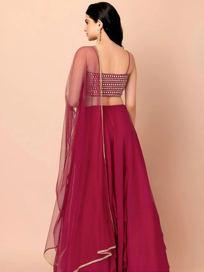 Tulsi Art Gorgeous Pink Georgette Reception Wear Lehenga Choli With Dupatta