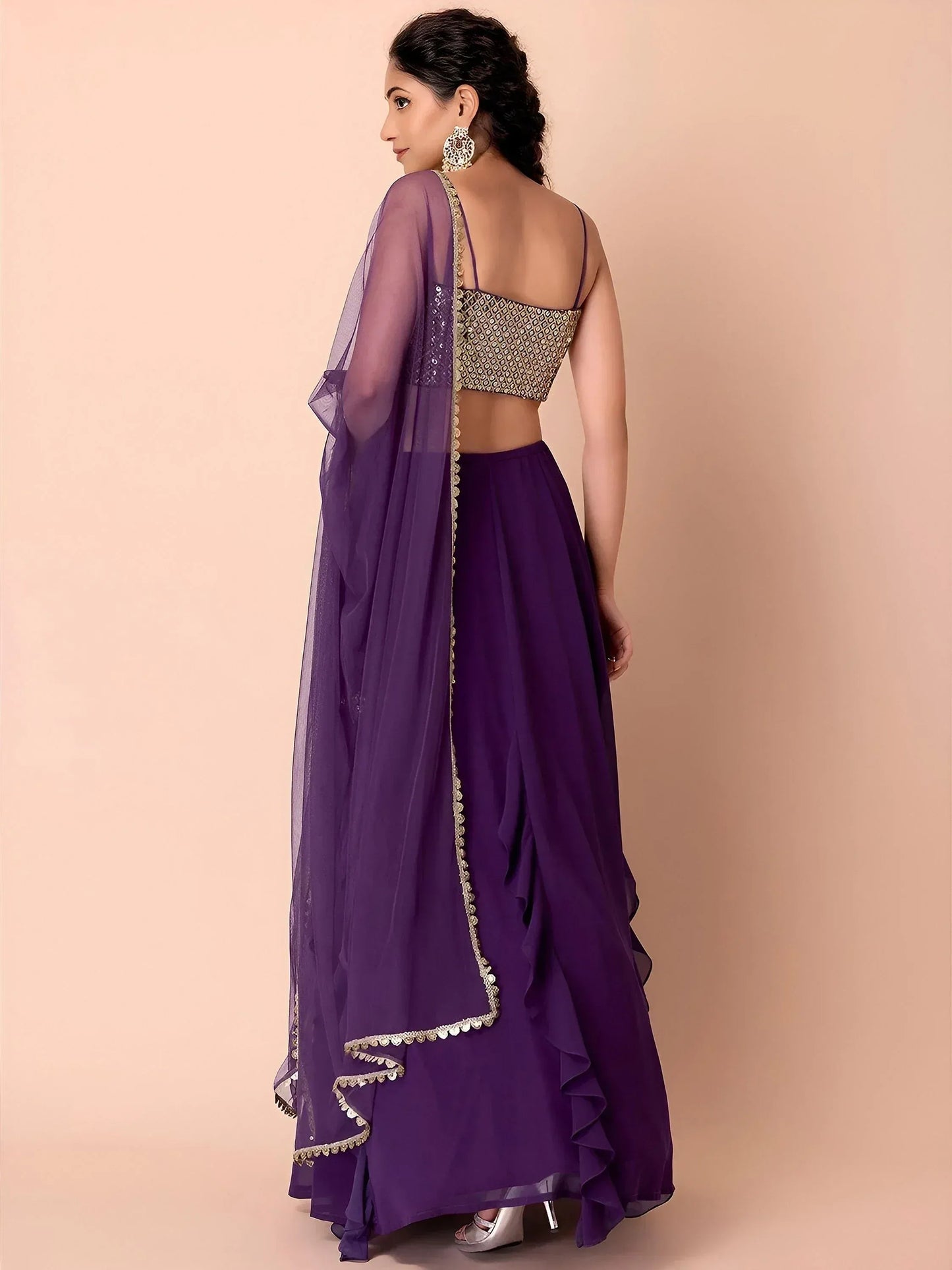 Tulsi Art Charming Purple Georgette Party Wear Lehenga With Sequins Choli