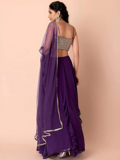 Tulsi Art Charming Purple Georgette Party Wear Lehenga With Sequins Choli
