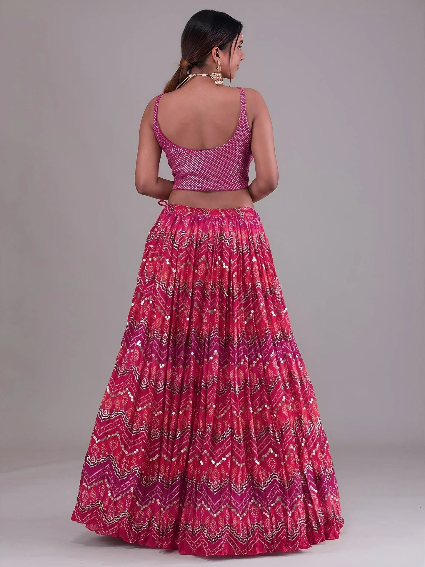 Tulsi Art Glamorous Pink Digital Printed Georgette Wedding Wear Lehenga Choli