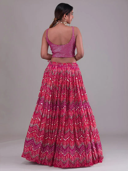 Tulsi Art Glamorous Pink Digital Printed Georgette Wedding Wear Lehenga Choli