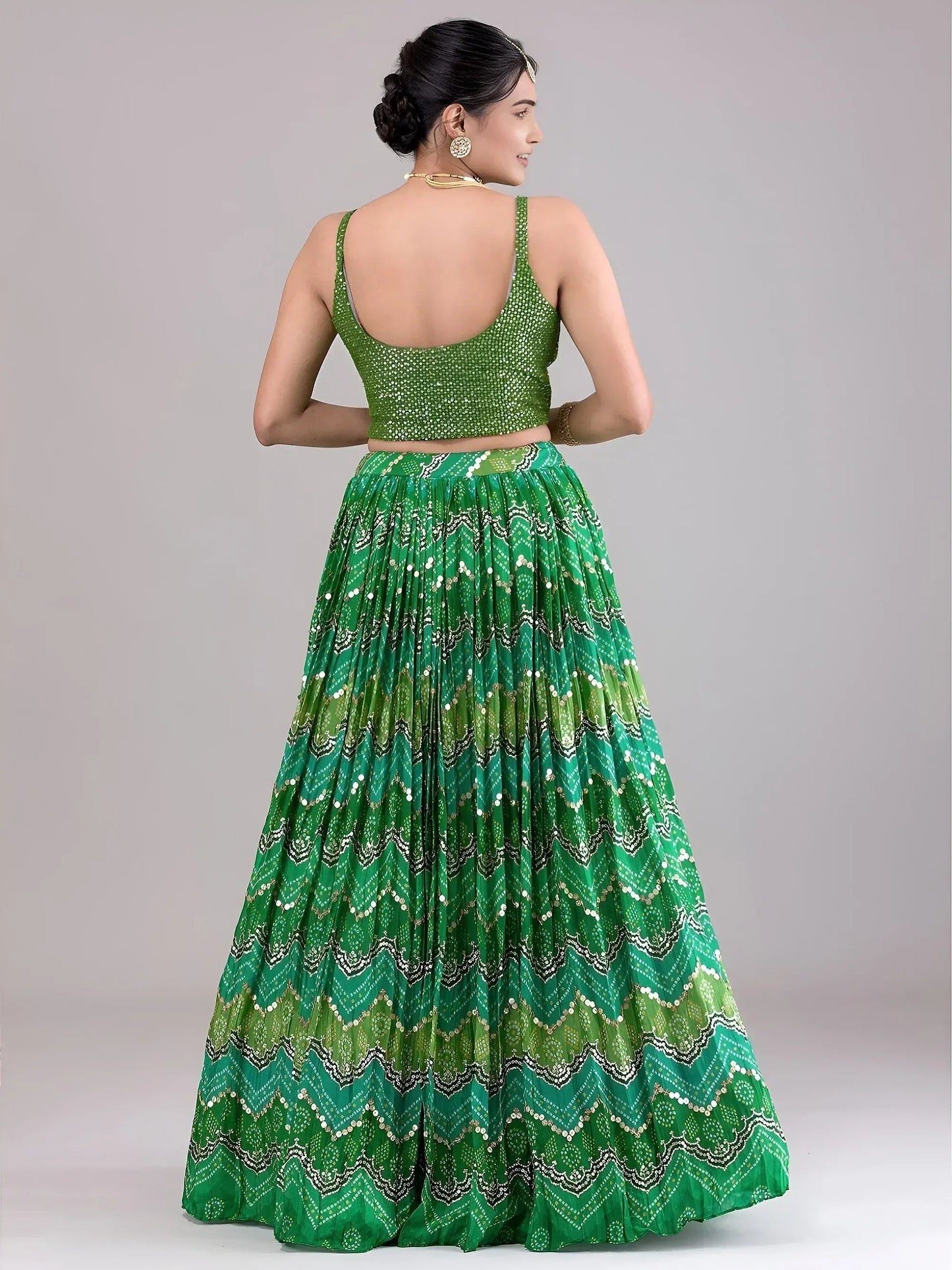 Tulsi Art Awesome Green Digital Printed Georgette Festive Wear Lehenga Choli