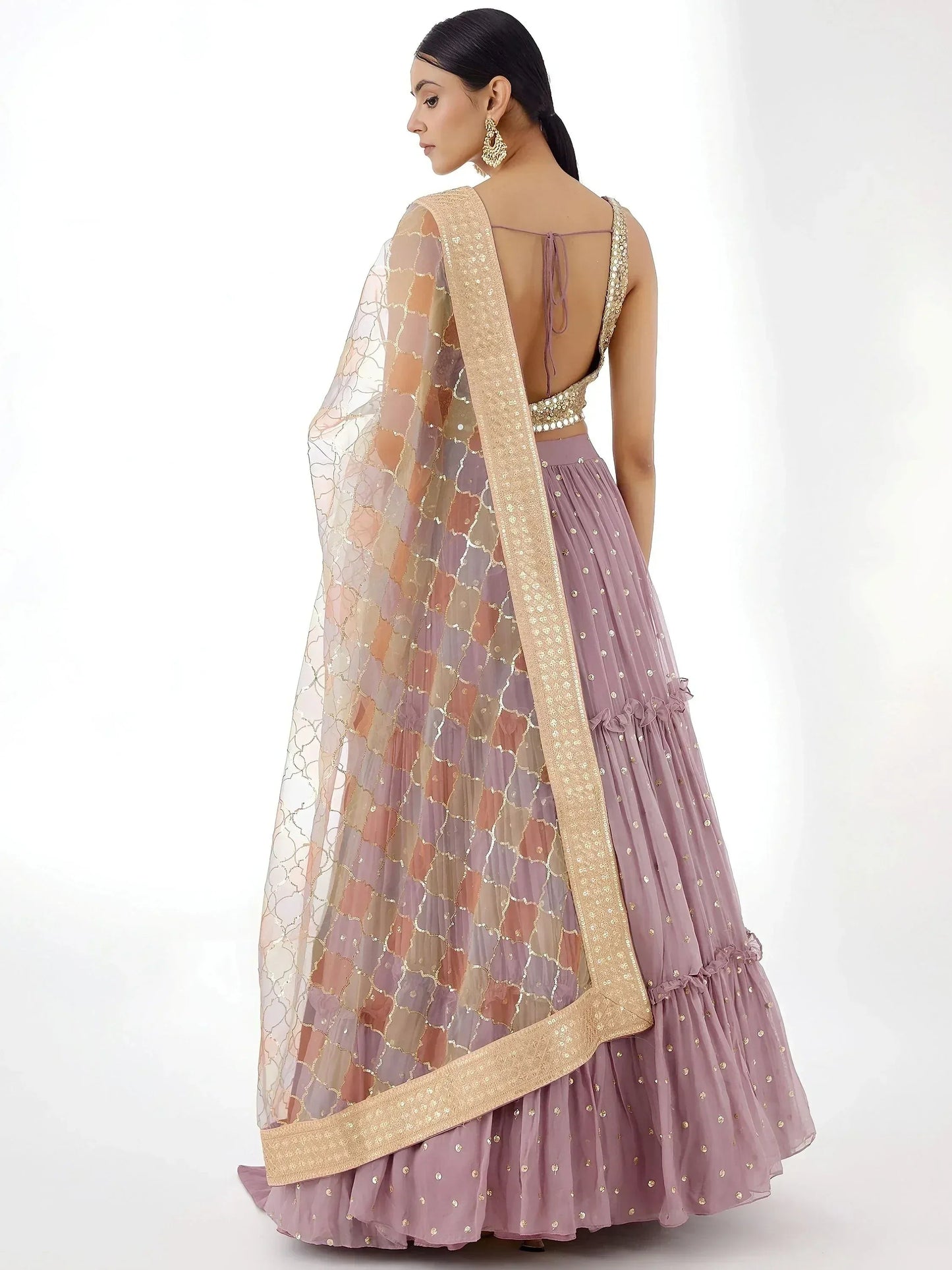 Tulsi Art Beautiful Dusty Pink Zari Work Georgette Party Wear Lehenga Choli