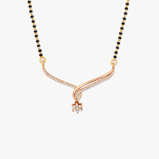 Stylish Floral Mangalsutra in 18K Yellow and Rose Gold, 0.238 ct