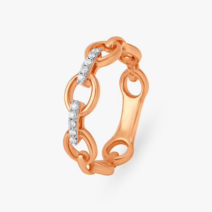 Modish Links Diamond Ring in 18K Rose Gold, 0.064 ct