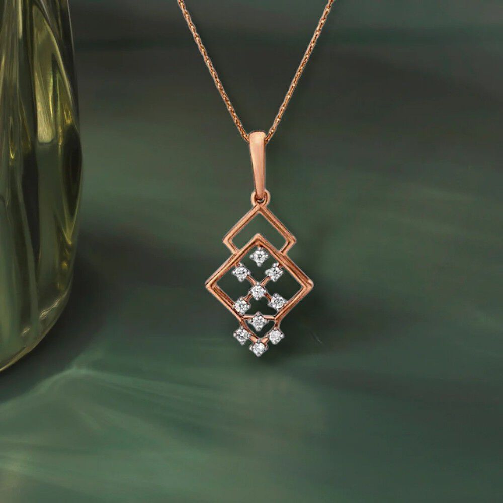 Stunning Diamond Pendant in 18K Rose Gold, 0.099 ct