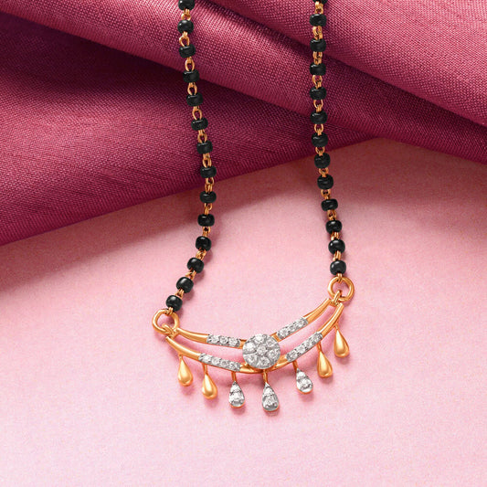 Evergreen Leafy Diamond Mangalsutra in 18K Yellow Gold, 0.143 ct