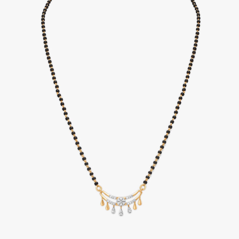 Evergreen Leafy Diamond Mangalsutra in 18K Yellow Gold, 0.143 ct