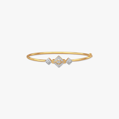Linked Rhombus Diamond Bangle in 18K Yellow and White Gold, 0.241 ct