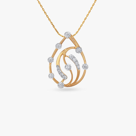 Raindrop Symphony Diamond Pendant in 18K Yellow and White Gold, 0.095 ct
