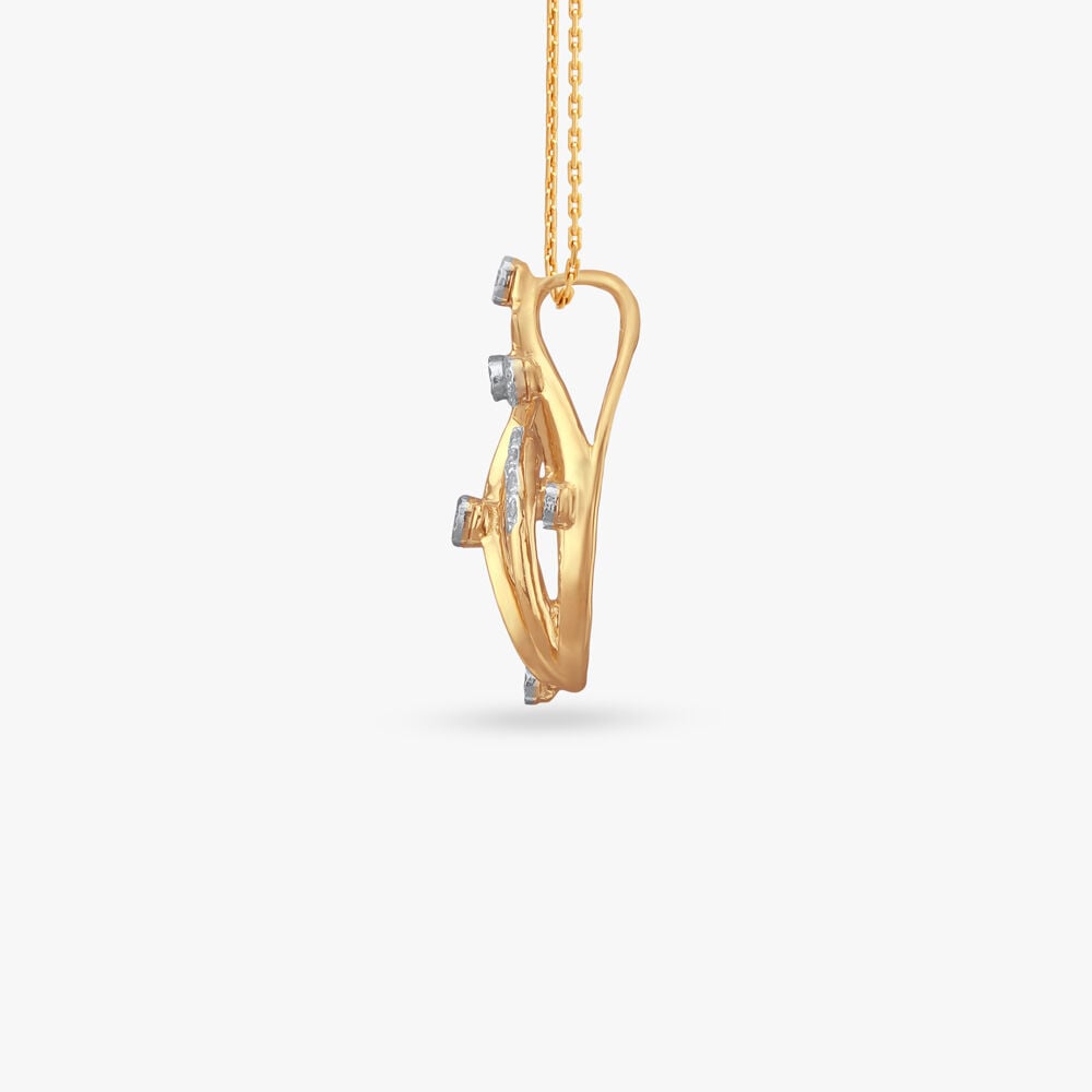 Raindrop Symphony Diamond Pendant in 18K Yellow and White Gold, 0.095 ct