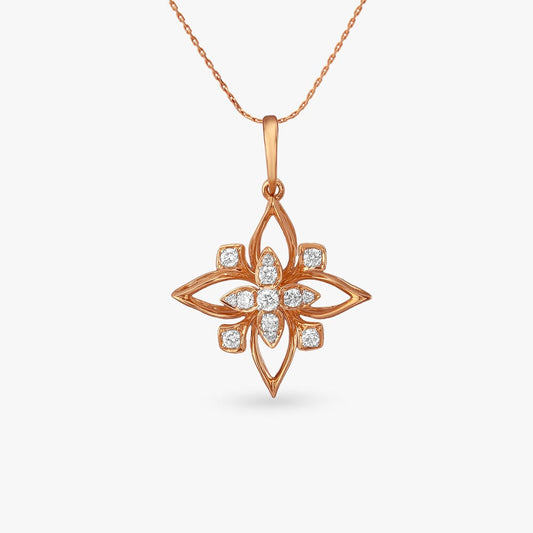 Sparkling Petal Diamond Pendant in 18K Yellow Gold, 0.14 ct