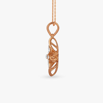 Sparkling Petal Diamond Pendant in 18K Yellow Gold, 0.14 ct
