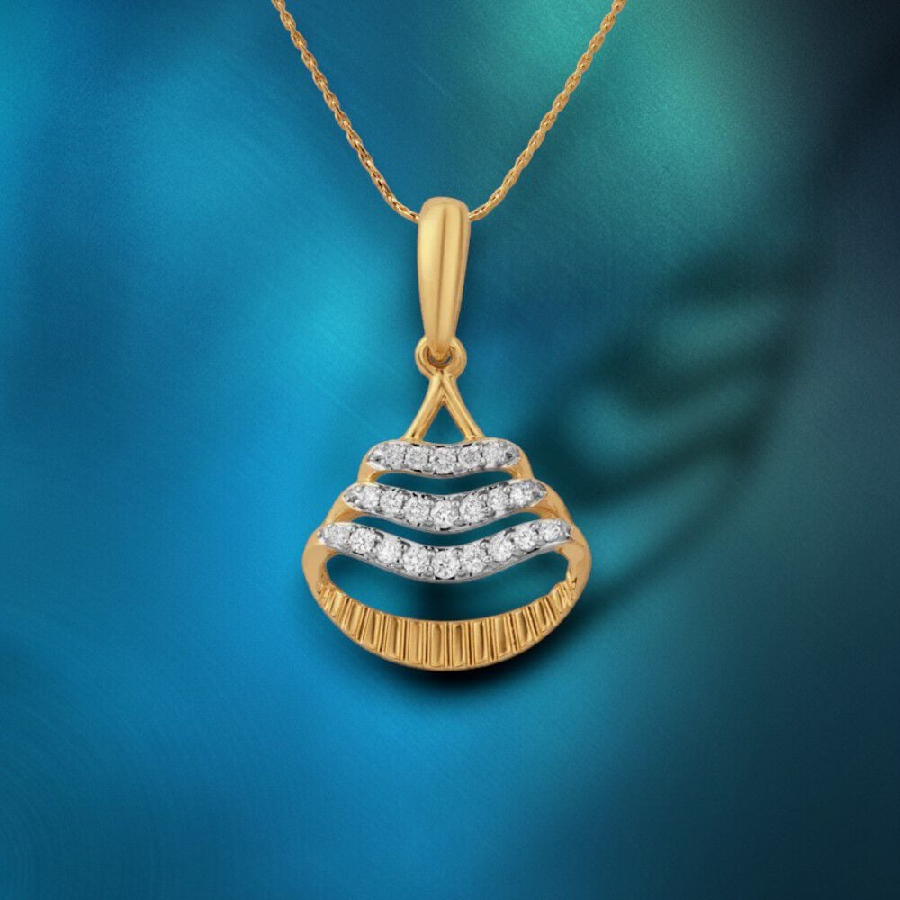 Lumen Tide Diamond Pendant in 18K Yellow Gold, 0.105 ct