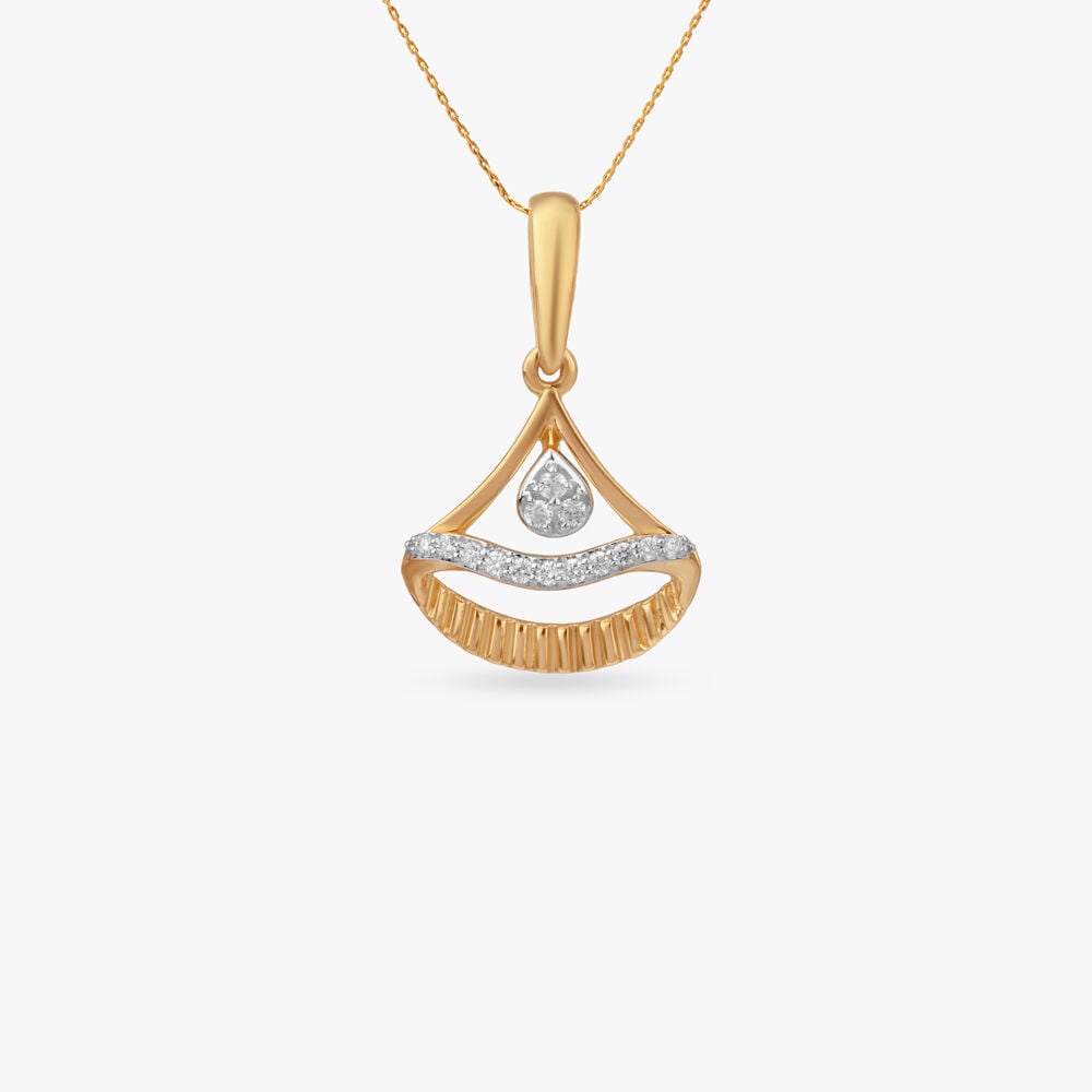 Lumin Crest Diamond Pendant in 18K Yellow Gold, 0.072 ct