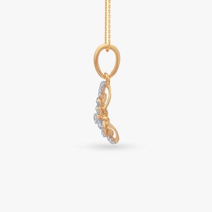 Swirl Bloom Diamond Pendant in 18K Yellow Gold, 0.136 ct