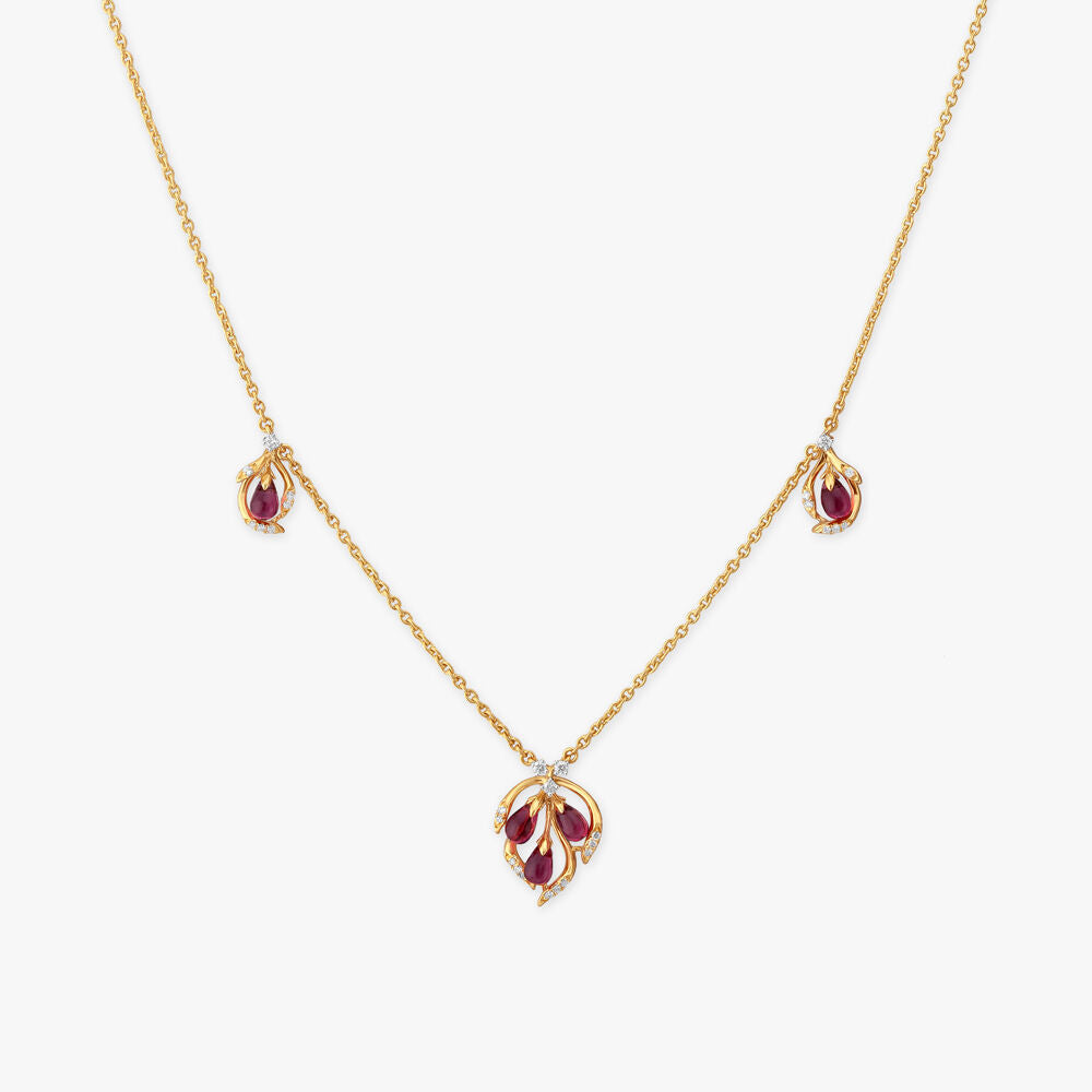 Trio Blossom Diamond Necklace in 18K Yellow Gold, 0.17 ct