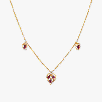 Trio Blossom Diamond Necklace in 18K Yellow Gold, 0.17 ct