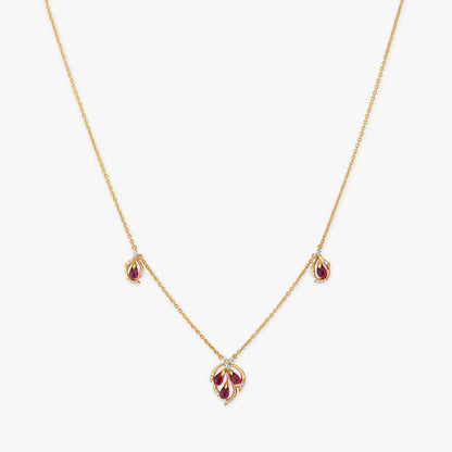 Trio Blossom Diamond Necklace in 18K Yellow Gold, 0.17 ct