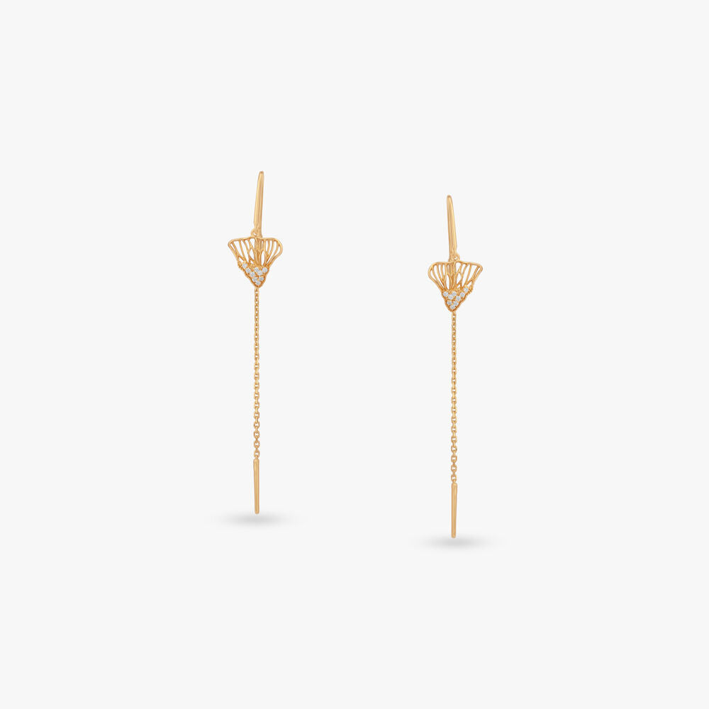 Sunbeam Cascade Diamond Drop Earrings in 18K Yellow Gold, 0.07 ct
