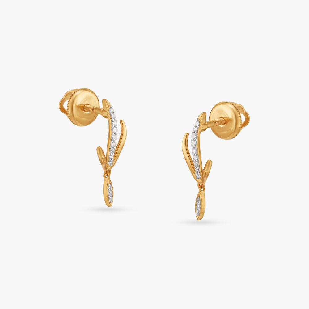 Serene Arc Diamond Drop Earrings in 18K Yellow Gold, 0.115 ct