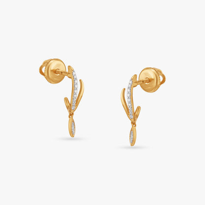 Serene Arc Diamond Drop Earrings in 18K Yellow Gold, 0.115 ct