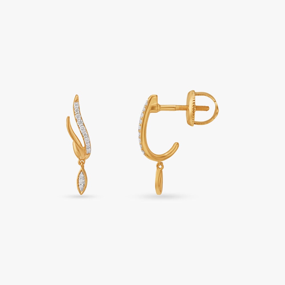 Serene Arc Diamond Drop Earrings in 18K Yellow Gold, 0.115 ct