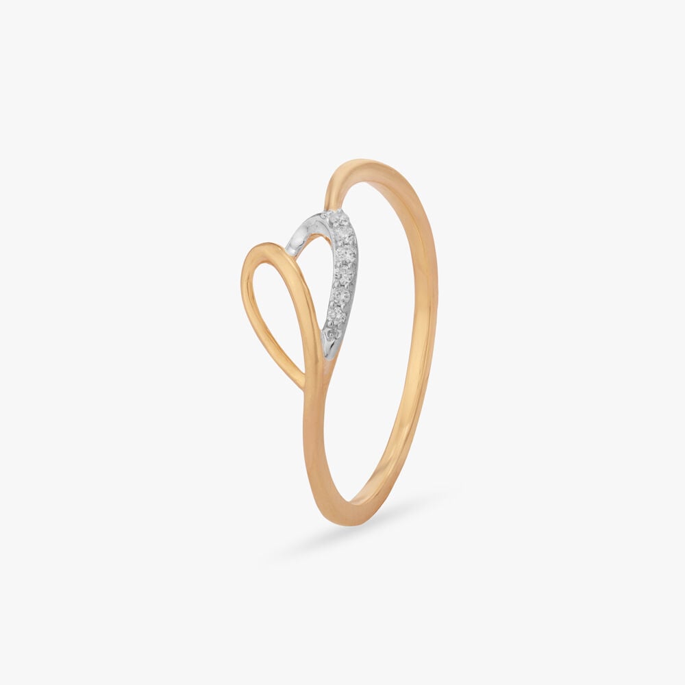 Fluid Curve Diamond Ring in 18K Yellow Gold, 0.027 ct