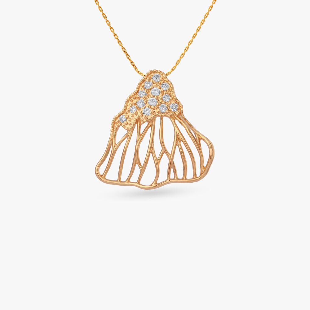 Fluid Bloom Diamond Pendant in 18K Yellow Gold, 0.07 ct