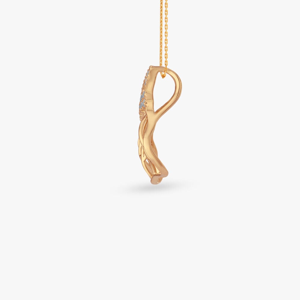 Fluid Bloom Diamond Pendant in 18K Yellow Gold, 0.07 ct