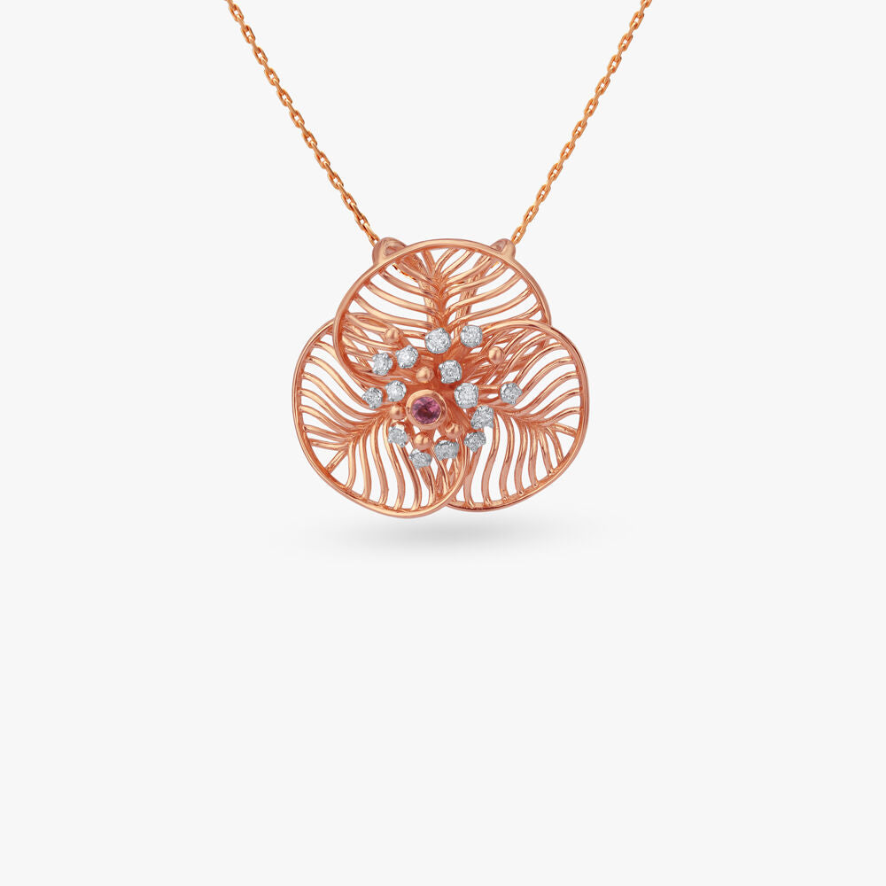 Whirl Bloom Diamond Pendant in 18K Rose Gold, 0.08 ct