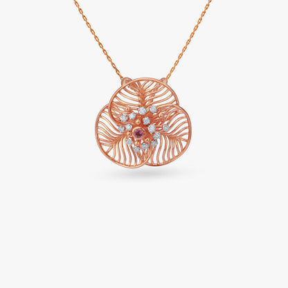 Whirl Bloom Diamond Pendant in 18K Rose Gold, 0.08 ct