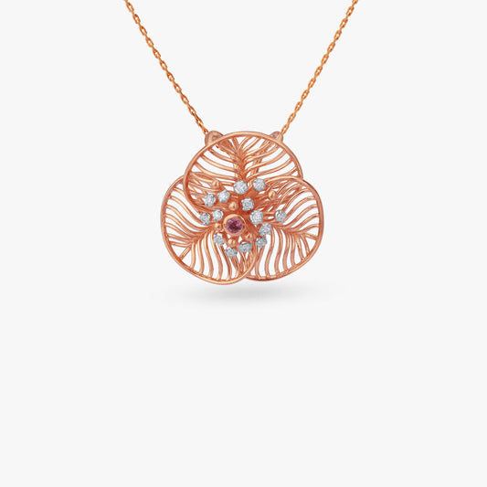 Whirl Bloom Diamond Pendant in 18K Rose Gold, 0.08 ct