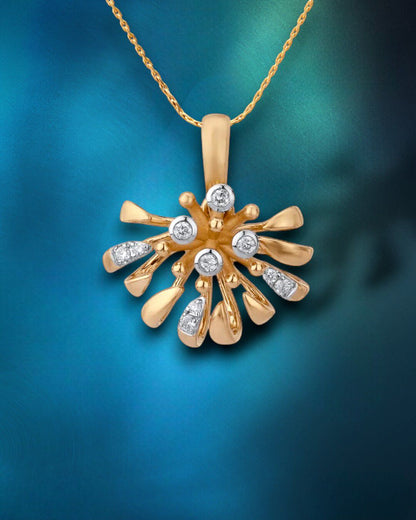 Starburst Rhythm Diamond Pendant in 18K Yellow Gold, 0.06 ct