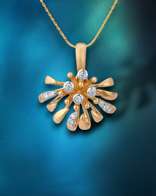 Starburst Rhythm Diamond Pendant in 18K Yellow Gold, 0.06 ct