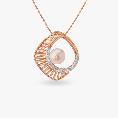 Grace Curve Diamond Pendant in 18K Rose Gold, 0.07 ct