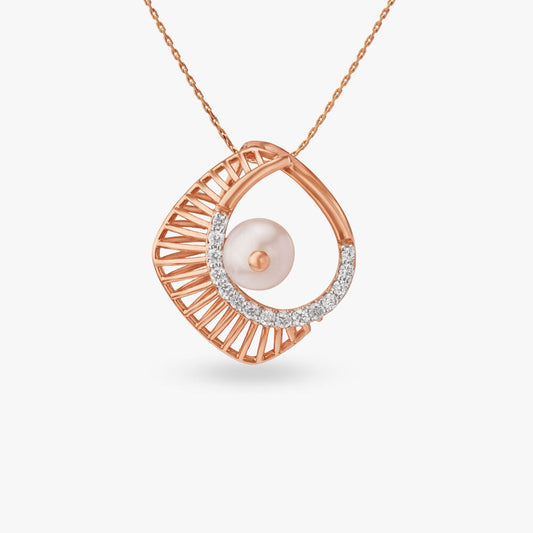 Grace Curve Diamond Pendant in 18K Rose Gold, 0.07 ct