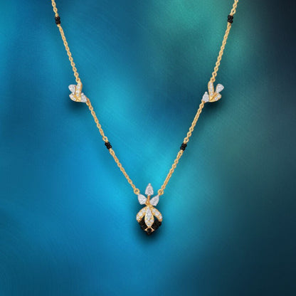 Delicate Bloom Diamond Mangalsutra in 18K Yellow Gold, 0.445 ct
