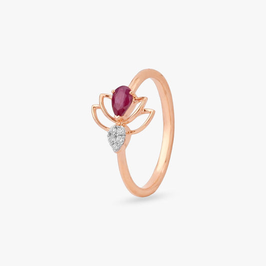 Scarlet Bloom Diamond Ring in 18K Rose Gold, 0.039 ct