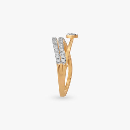 Layered Flow Diamond Ring in 18K Yellow Gold, 0.302 ct