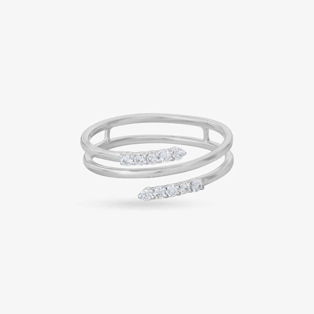 Fluid Orbit Diamond Ring in 18K White Gold, 0.128 ct