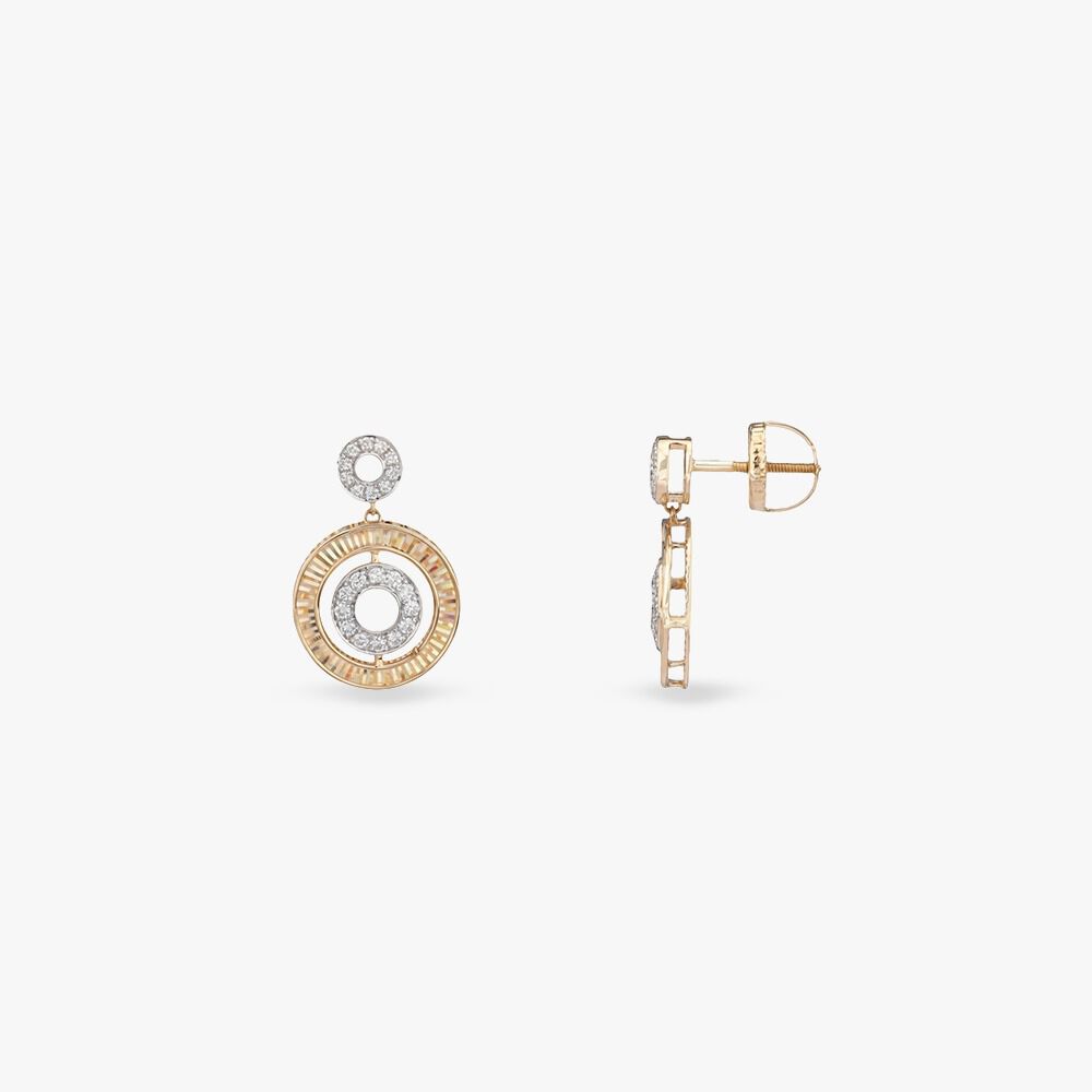 Rainbow Orbit Diamond Drop Earrings in 18K Yellow Gold, 0.263 ct