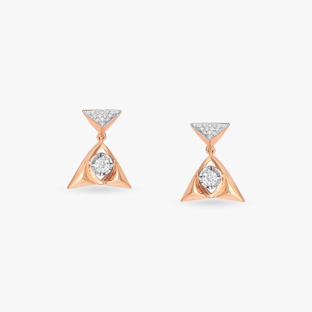 Triad Drift Diamond Drop Earrings in 18K Rose White Gold, 0.207 ct